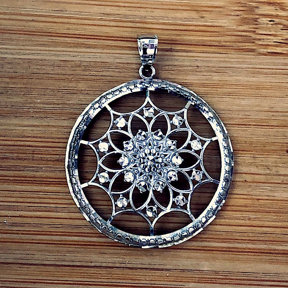 $382  14K White Gold Estate Drop Pendant   4 Grams  Marked 14K